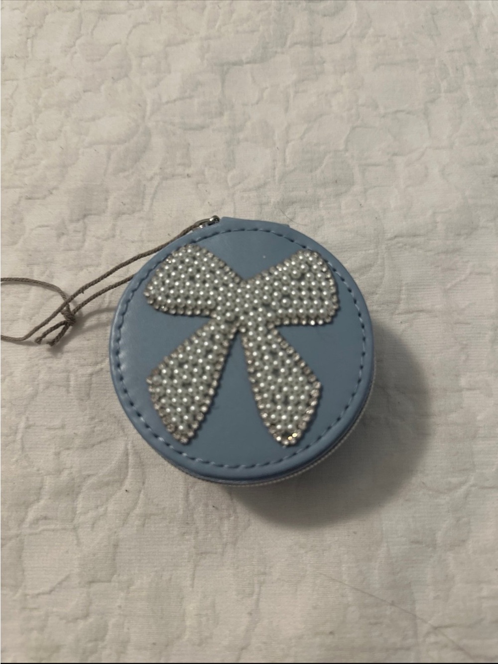 Light blue bow jewelry holder / travel case